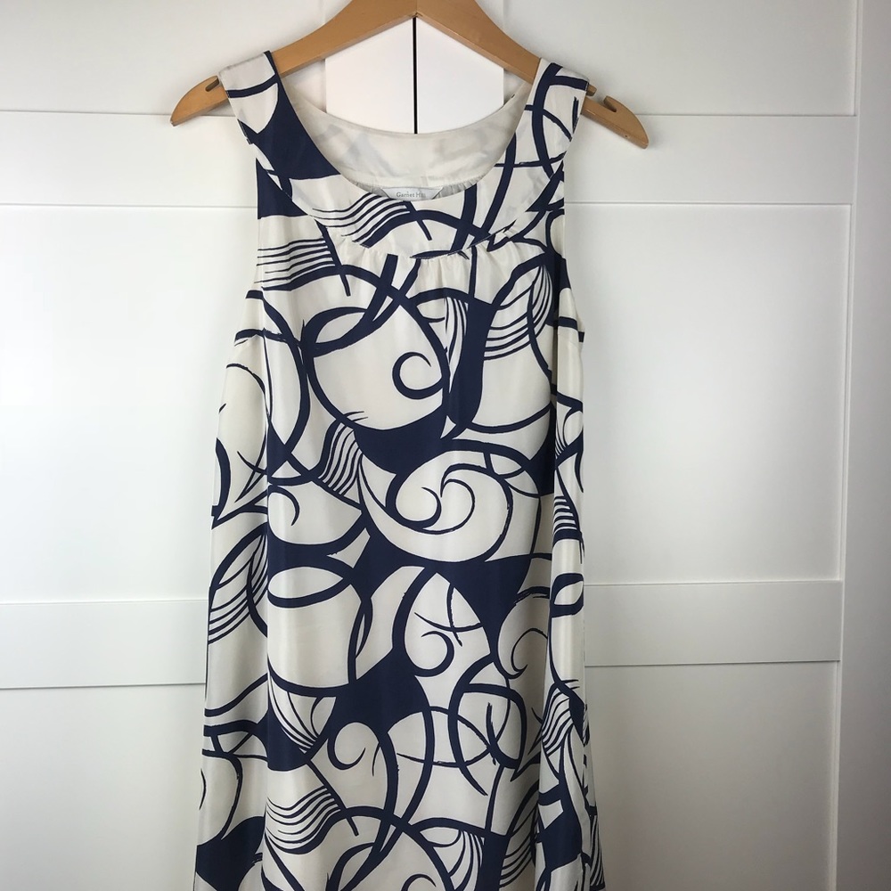 Garnet Hill navy print bubble dress size 6.